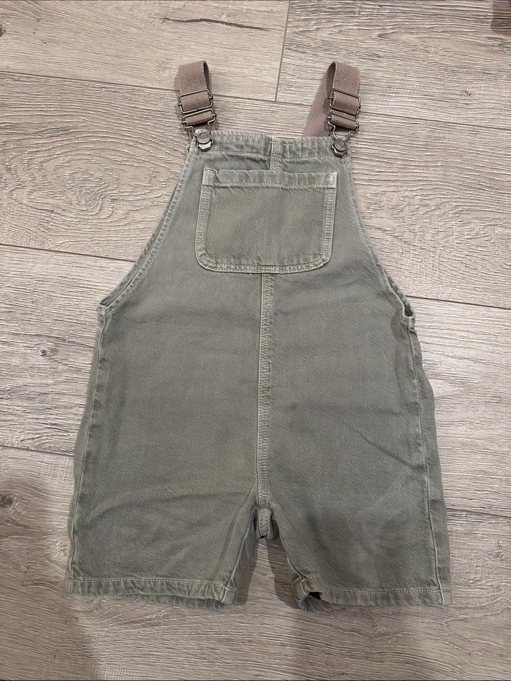 Zara Kids Olive-Taupe Short Overalls